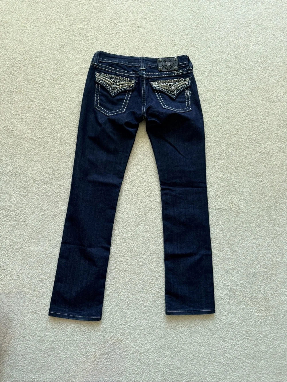 Miss Me Jeans Women's  Bling Pockets JE5489T3L  Straight Denim Blue Size 28 - Picture 2 of 3